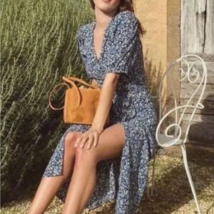 Rouje Navy Floral Midi Dress